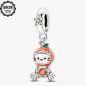 925 Cat Dressed As Pumpkin 🎃 Charm-Fits Pandora Bracelets & Most Others